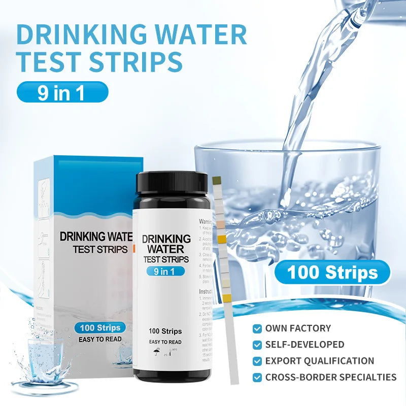 100pcs 9 In 1 Aquarium Test Strip Kit For Nitrite Nitrate Free Residual Oxygen/total Alkalinity Carbonate Ph Total Hardness