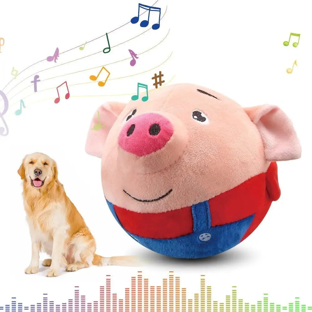 Interactive Pig Plush Toys For Dog Pet Active Moving Squeaky Moving Dog Ball Toy USB Rechargeable Puppy Toys To Keep Them Busy