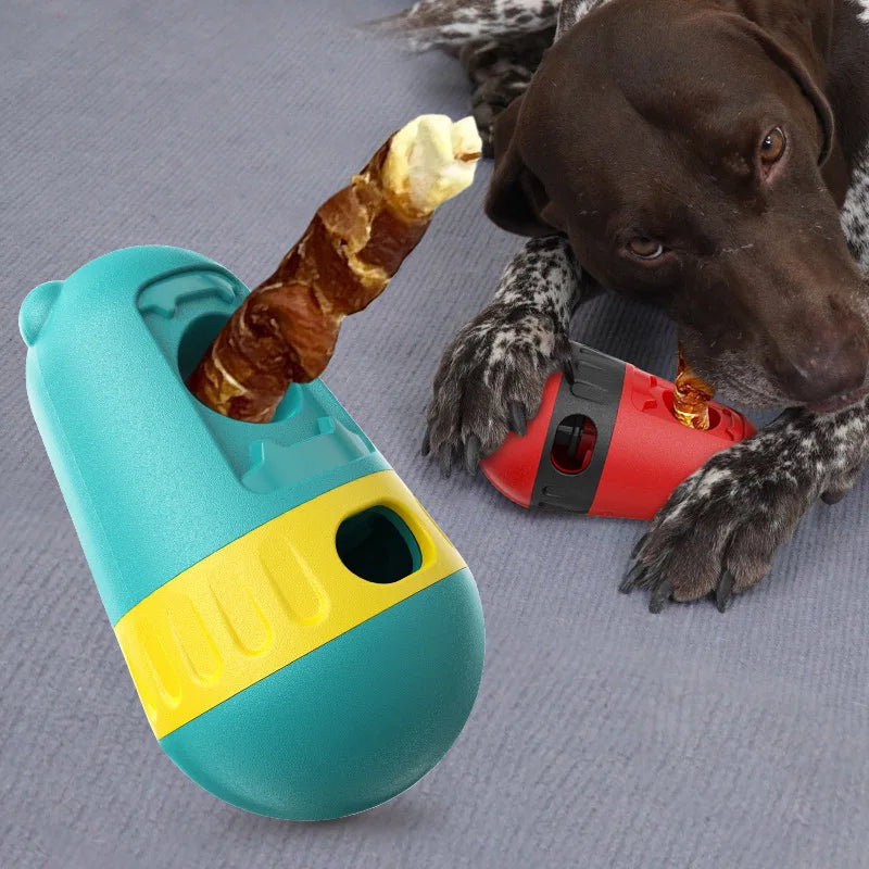 Dog Feeder Puzzle Toys Interactive Play Rolling Balls Toy Anti-choking Slow Food Durable Adjustable Bully Stick Holder For Dogs