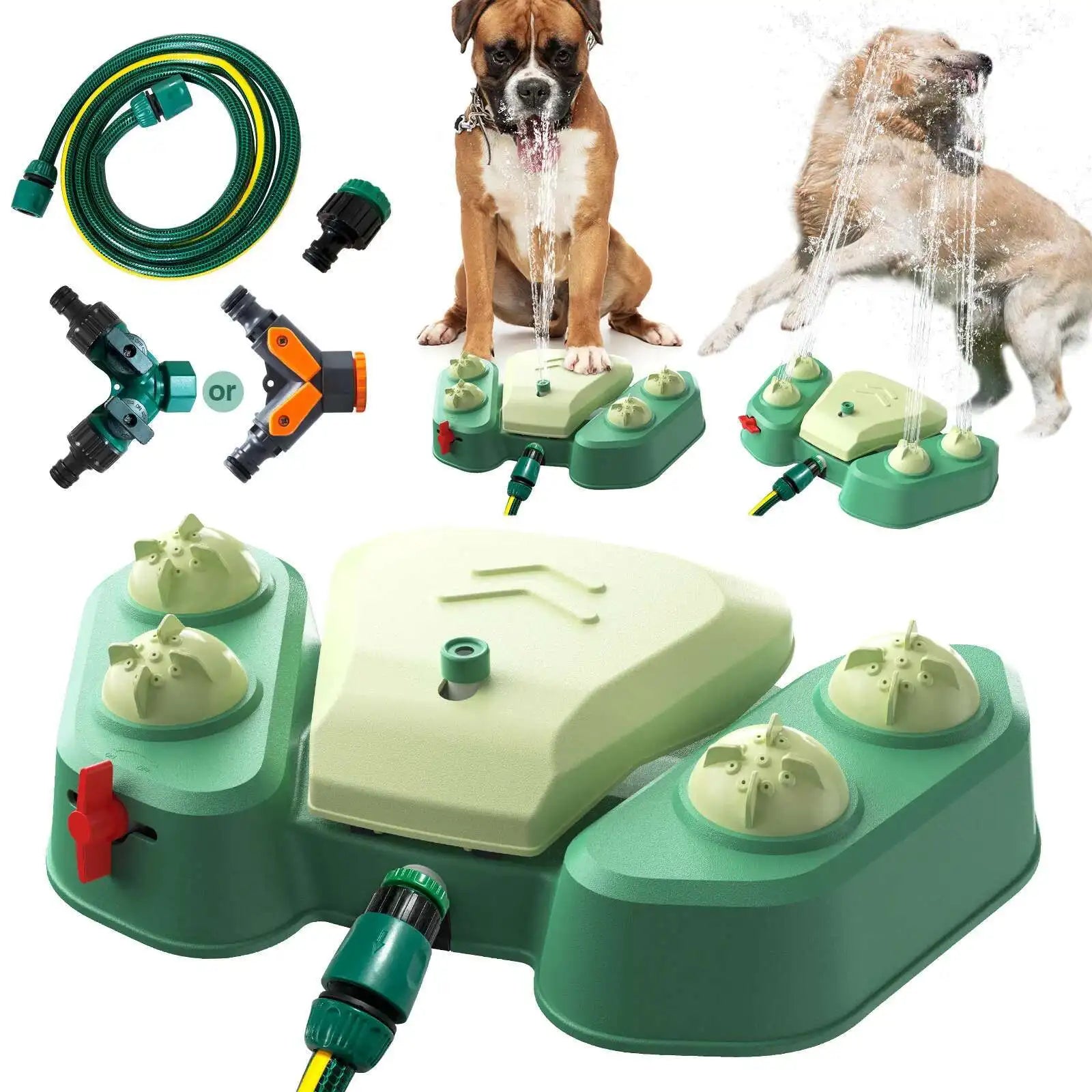 Dog Water Sprinkler Toy Paw Press Step On Outdoor Splash Pad Puppy Drinking Dispenser Includes Hose and Connector for Dogs Breed